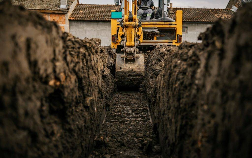 a digger carrying out groundworks