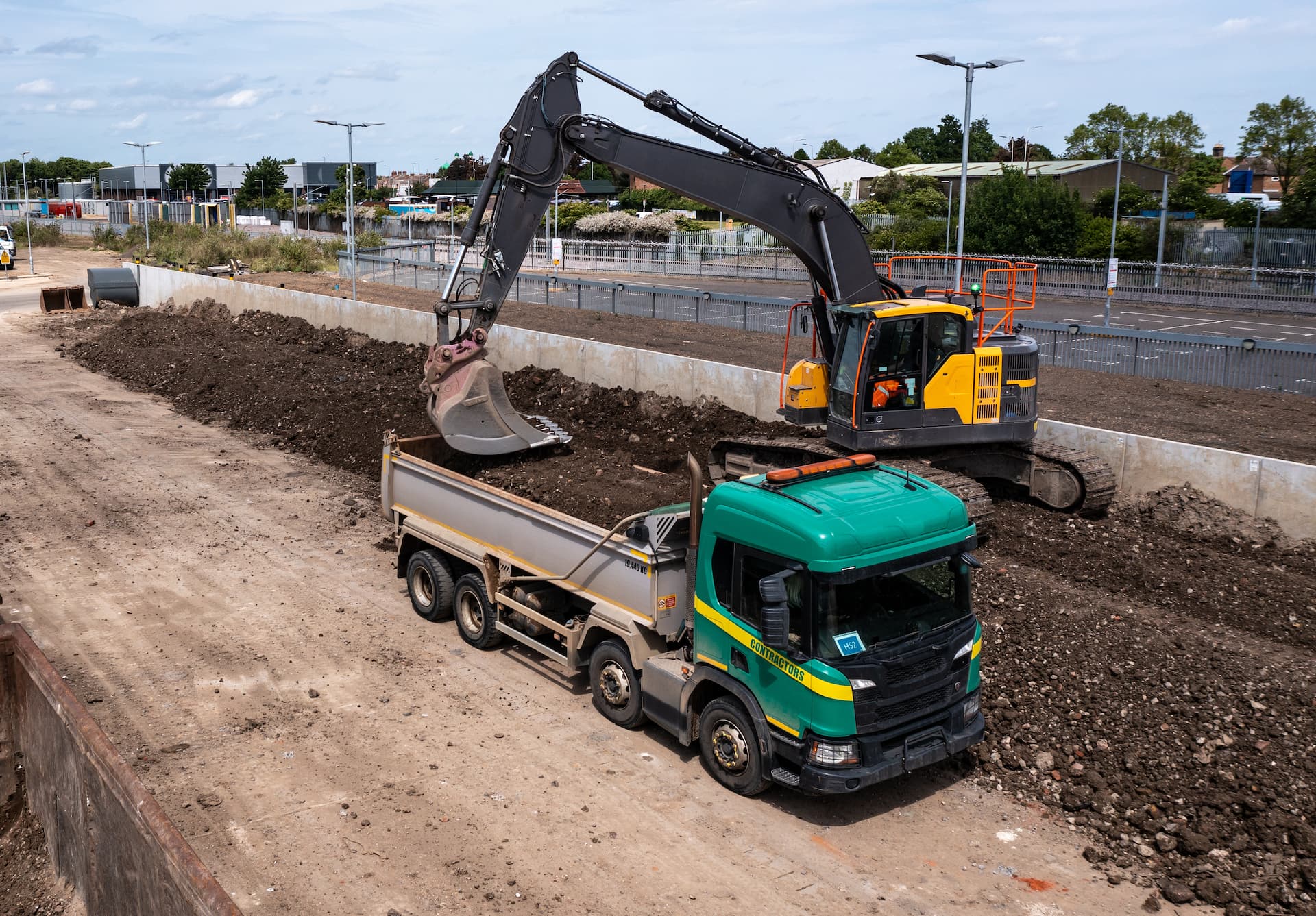 a grab hire lorry transporting waste